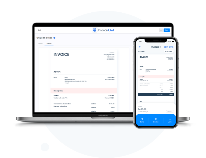 InvoiceOwl app on mobile devices
