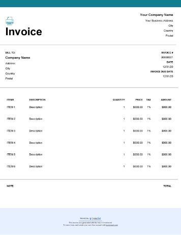 Small business invoice