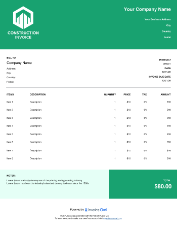 Construction Invoice