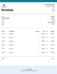 Professional Services Invoice
