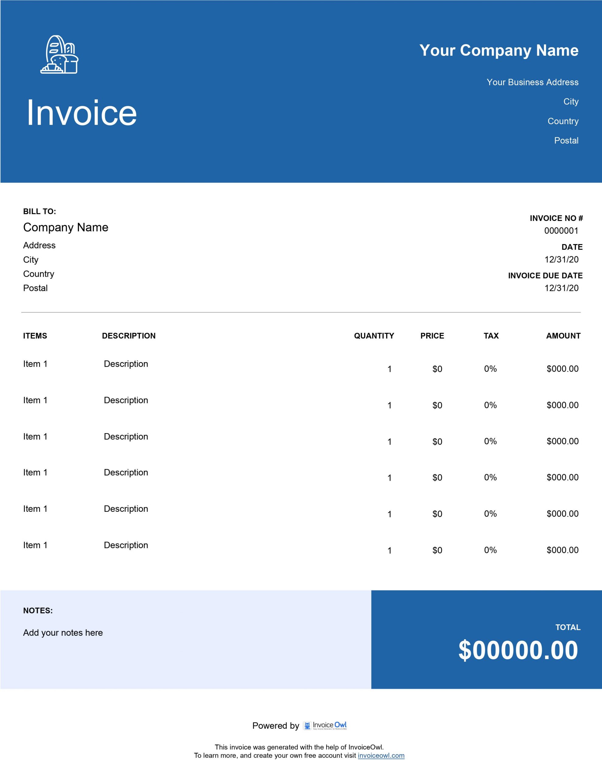 Doughnut & Bakery Invoice