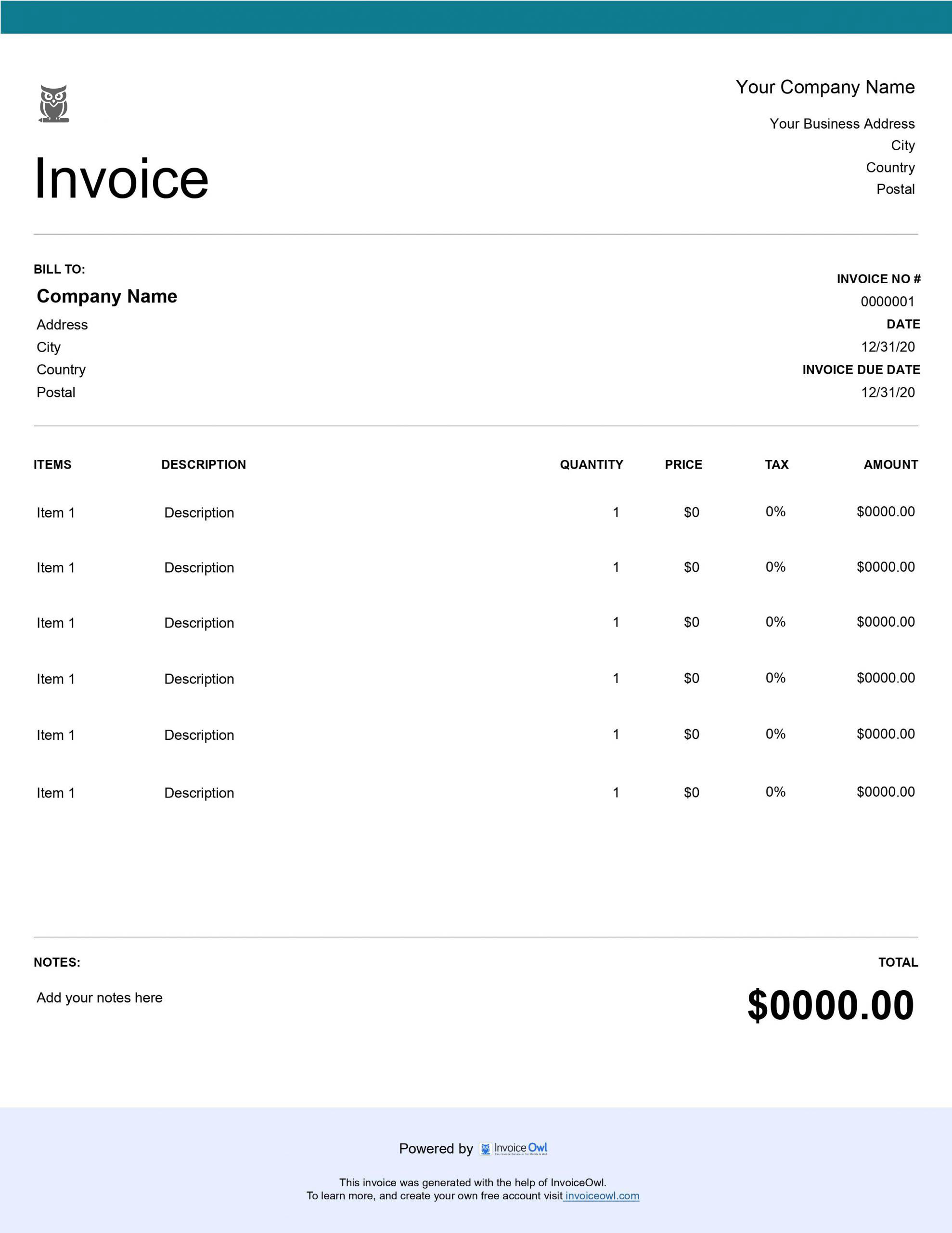 Sample Invoice Template