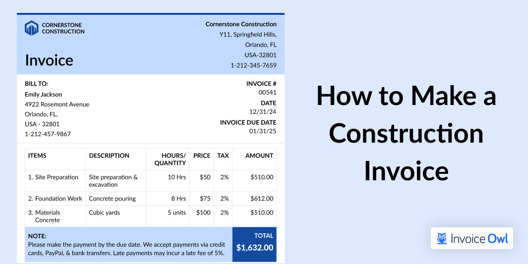 How to Make a Construction Invoice: Guide + Template